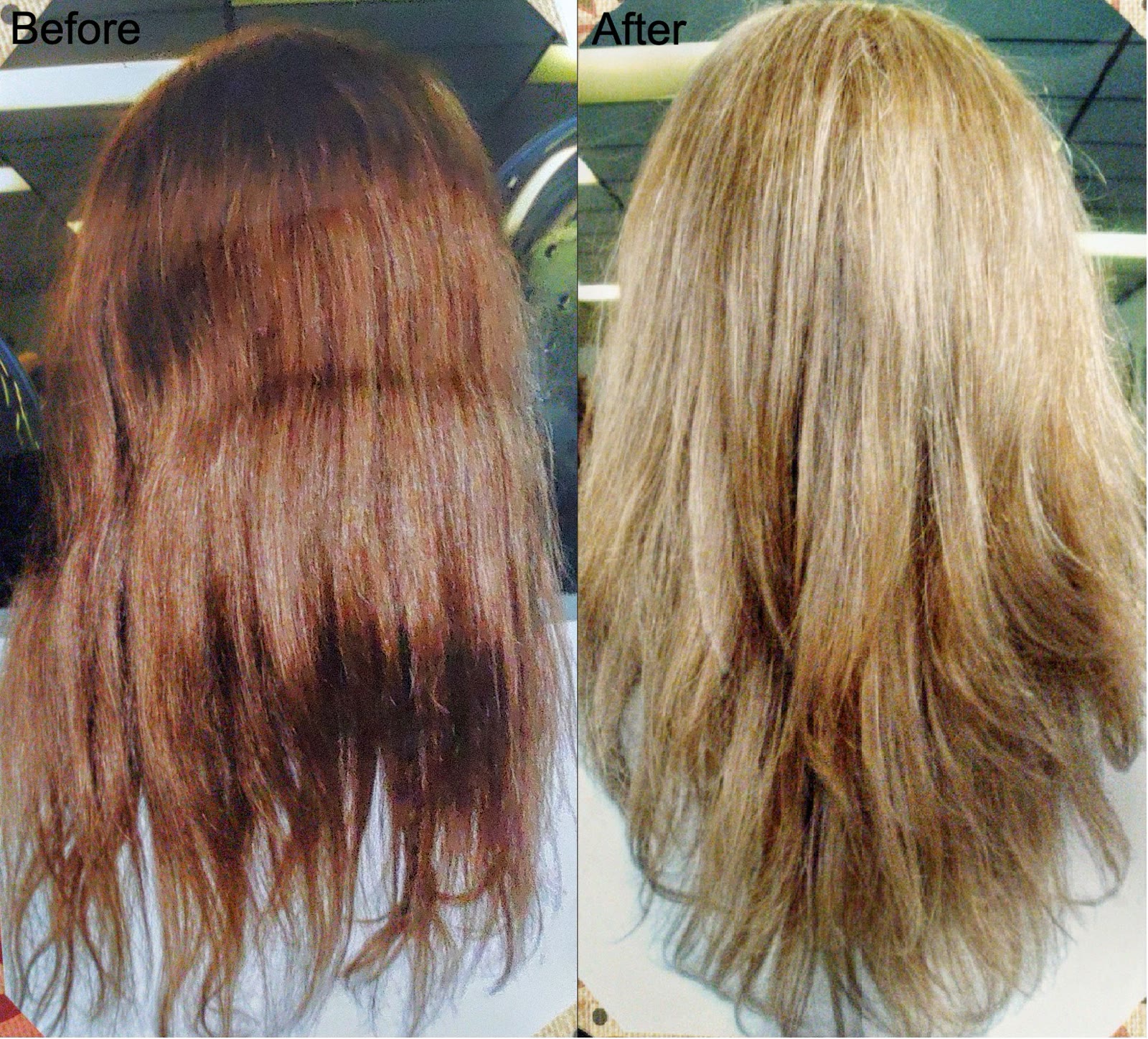 Before and after a layered ladies' cut