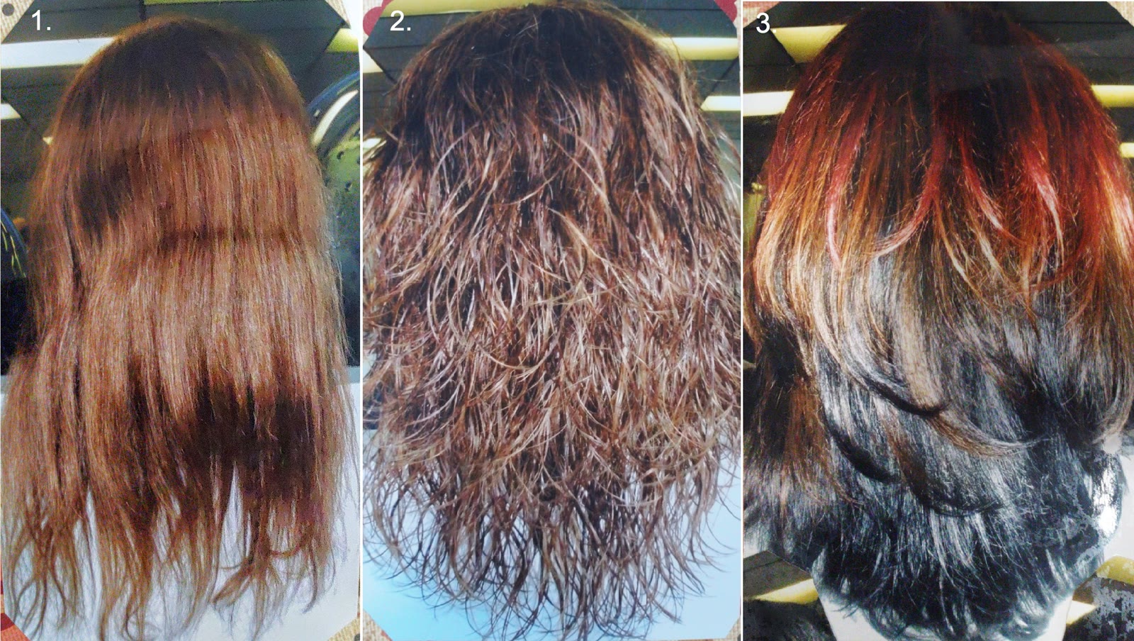 Long layered haircut with all-over colour and highlights
