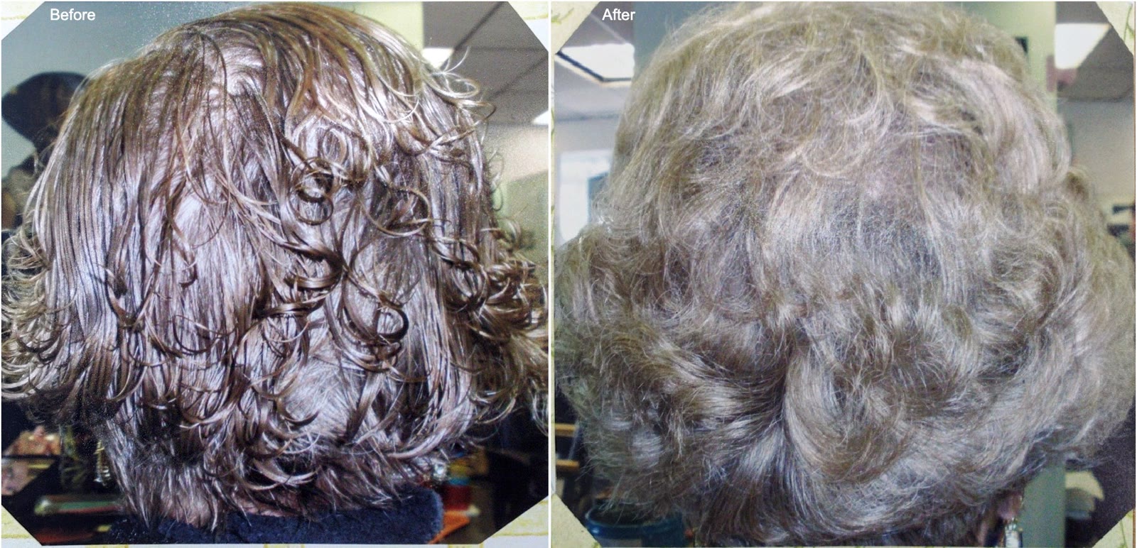 Before and after a roller set style